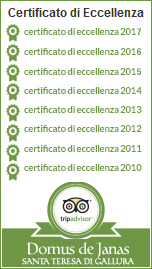 Certificato Tripadvisor per Domus de Janas