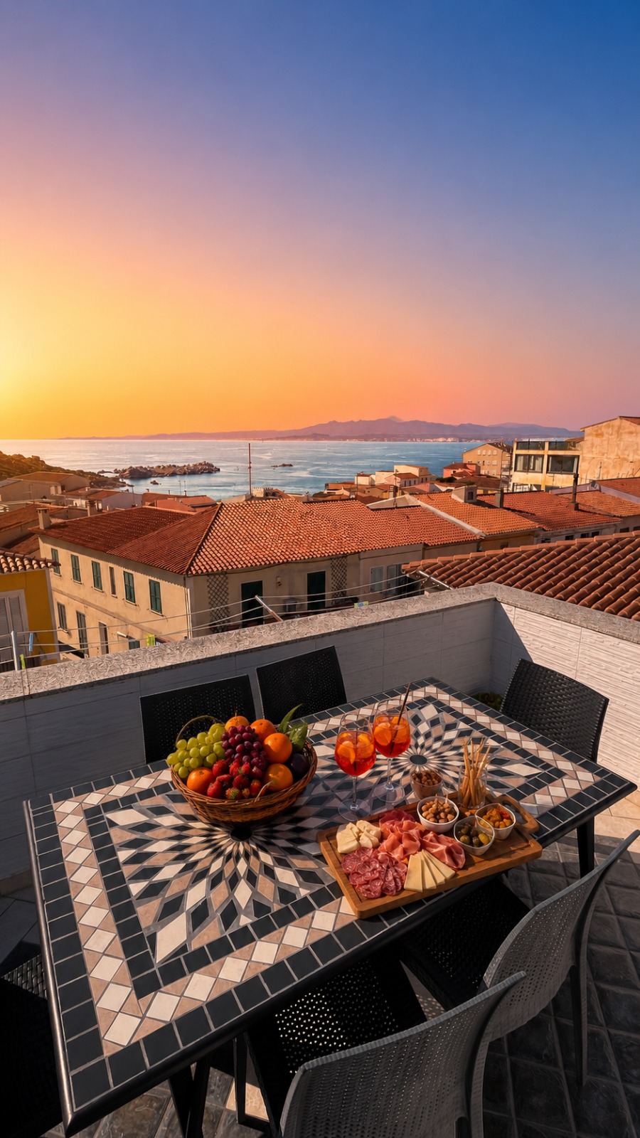 Aperitivo in terrazza con vista sul mare — B&B Domus de Janas